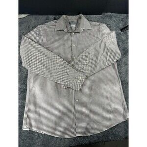 Michael Kors Men’s Regular Fit Airsoft Stretch Dress Shirt - Gray/Brown Check